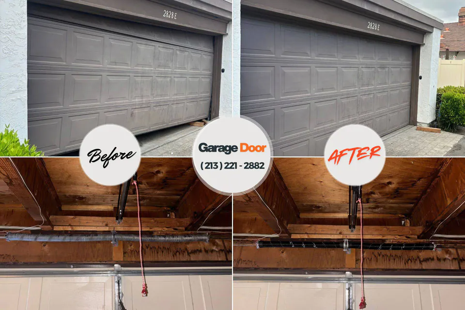 Before and after: garage door repair Lewiston, ID